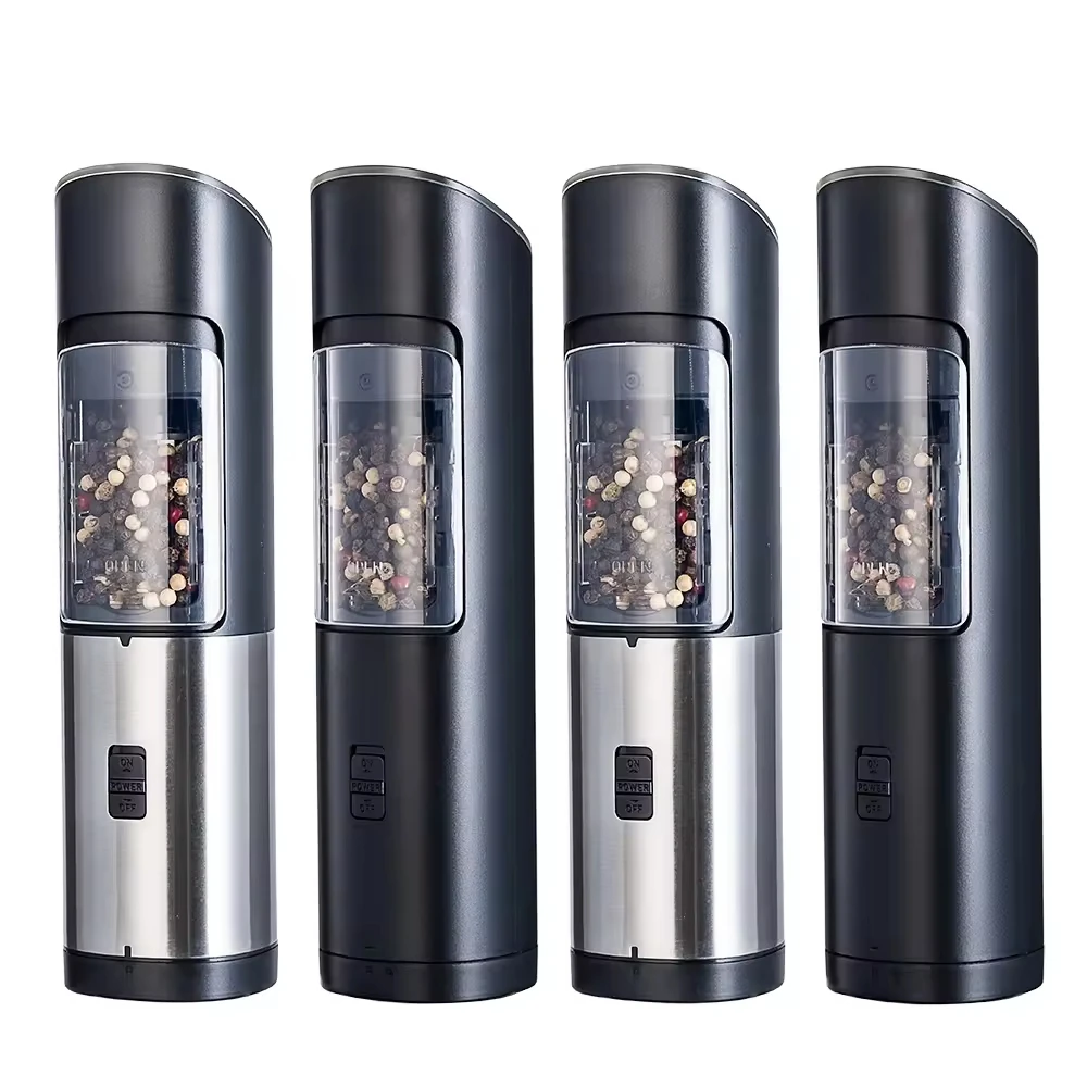 

2pcs Kitchen Automatic Grinder Spice Mill Battery Operated Adjustable Coarseness Gravity Electric Salt Pepper Grinder Set