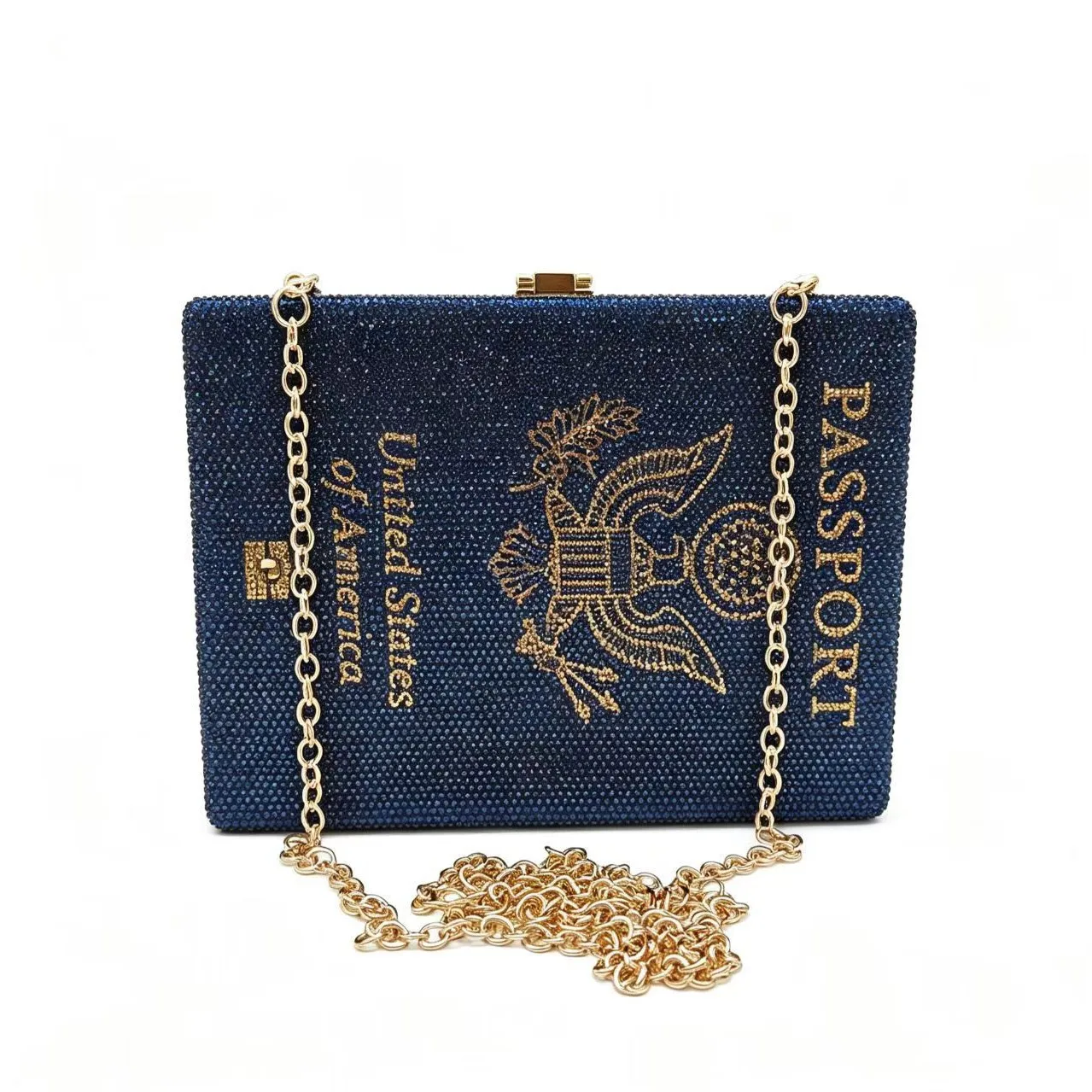 Cross-border new evening bag passport pattern hot diamond dinner bag women's clutch bag