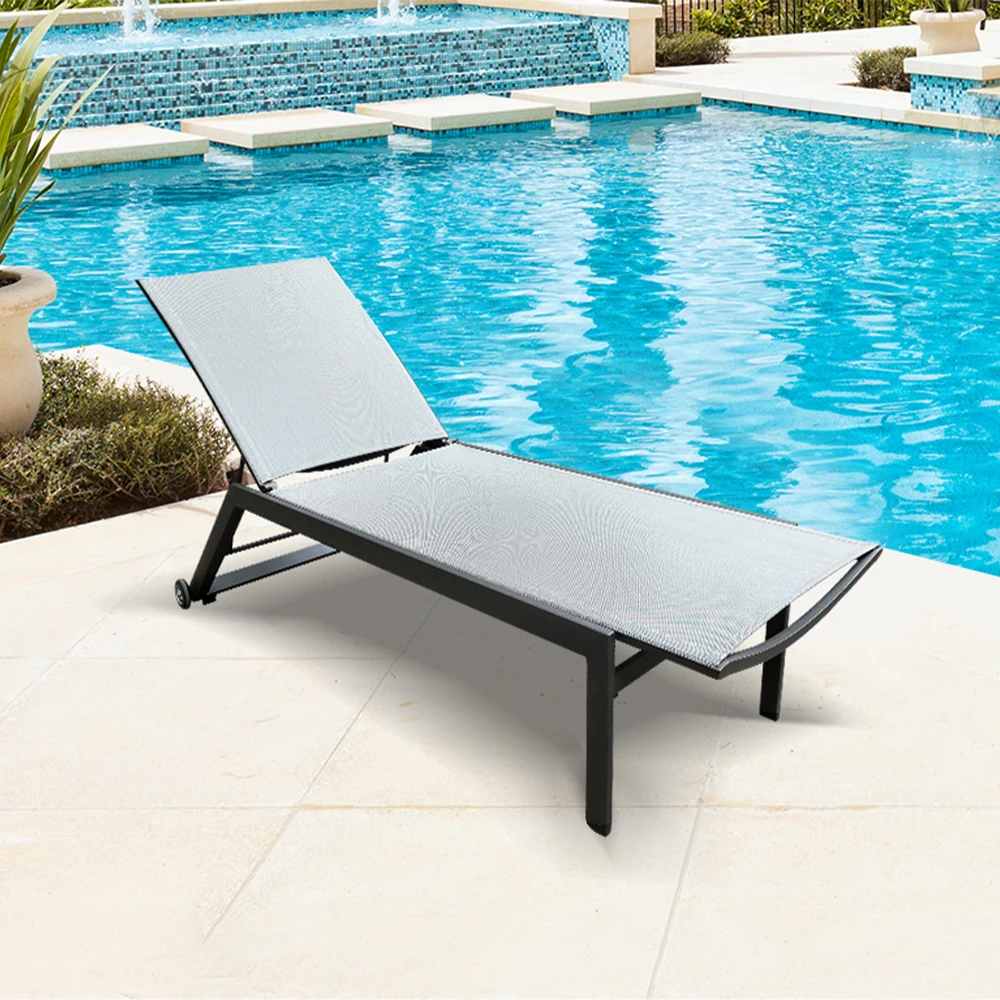 xx-Cheap Mesh Pool Lounge Chair Wholesale Sun Lounger Hotel Beach Service Resort Poolside Aluminum Outdoor Garden Furniture
