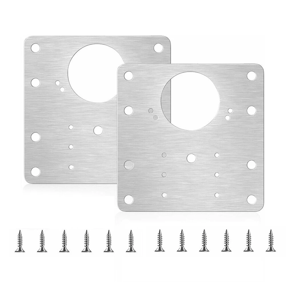 Repair Kit Hinge Plate Silver Stainless Steel 2/4/10 Pcs 9cm*9cm Door For Cabinet Kitchen Cupboard Rust Resistant