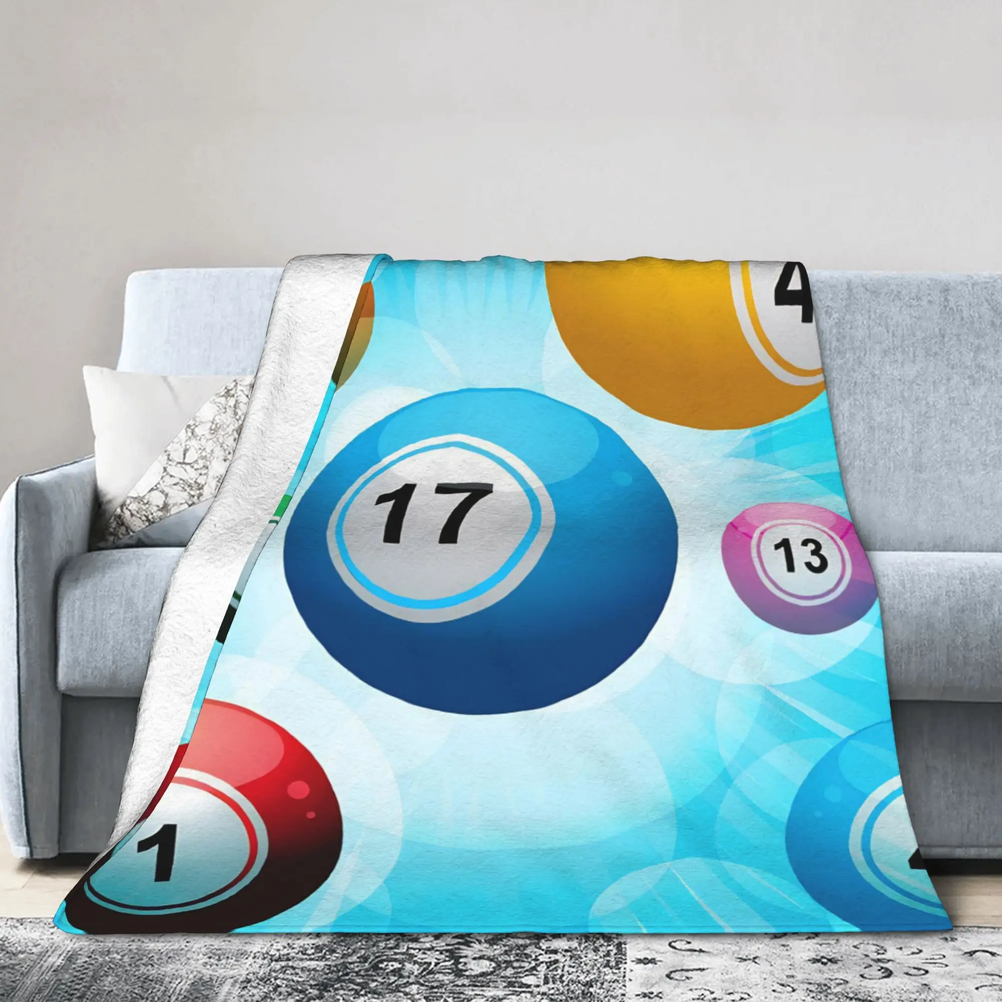 Bingo Balls Paper Game Blanket Flannel Decoration  Multifunction Thin Bedding Throw Blanket for Office