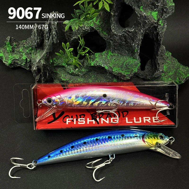 

67g 140mm Heavy Sinking Minnow Fishing Lures Seabass Artificial Bait Long Casting Pesca Wobbler Swimbait for Freshwater Seawater