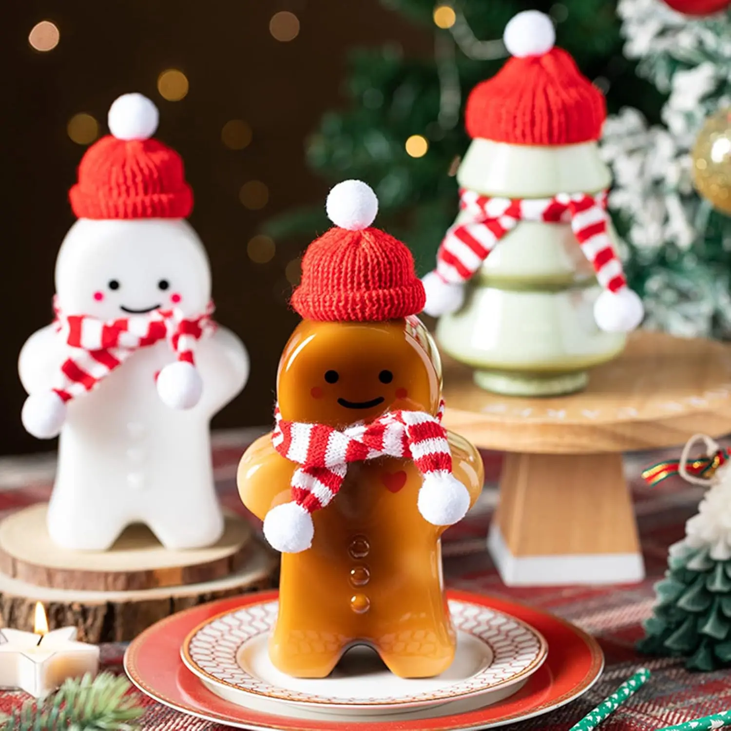 200ml Christmas Decor Beverage Bottle Gingerbread Man Milk Tea Juice Cold Drink Bottle Candy Jar Booze Filled Xmas Tree Ornament