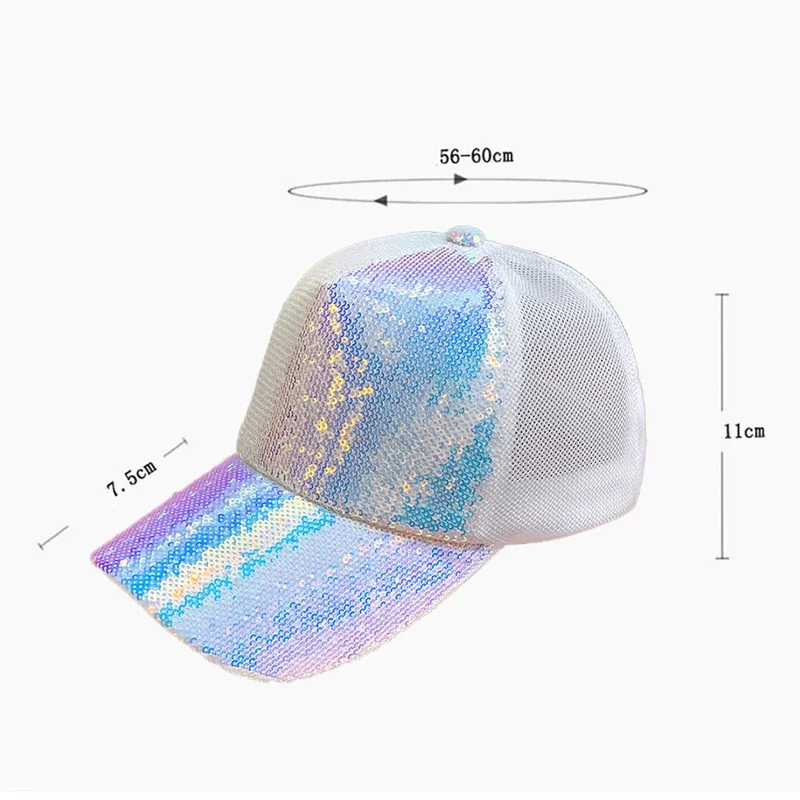 Women Baseball Cap Fashion Visor Sequins Shiny Messy Snapback Sun Caps for Outdoor Hats Adjustable Golf Sunshade Sunscreen Hat