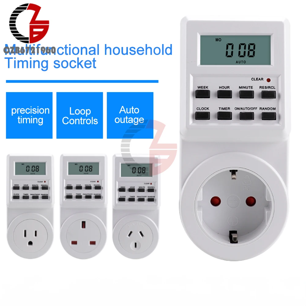 Programmable Socket Electronic Kitchen Time Timer Switch Power Plug Electric Vehicle Charging Reminder Automatic Power Off Meter