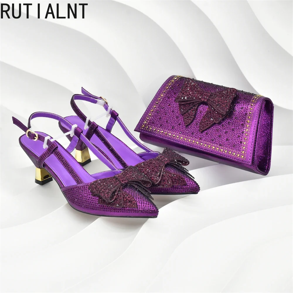 Italian Crystal Heel Pumps with Matching Bag Set
