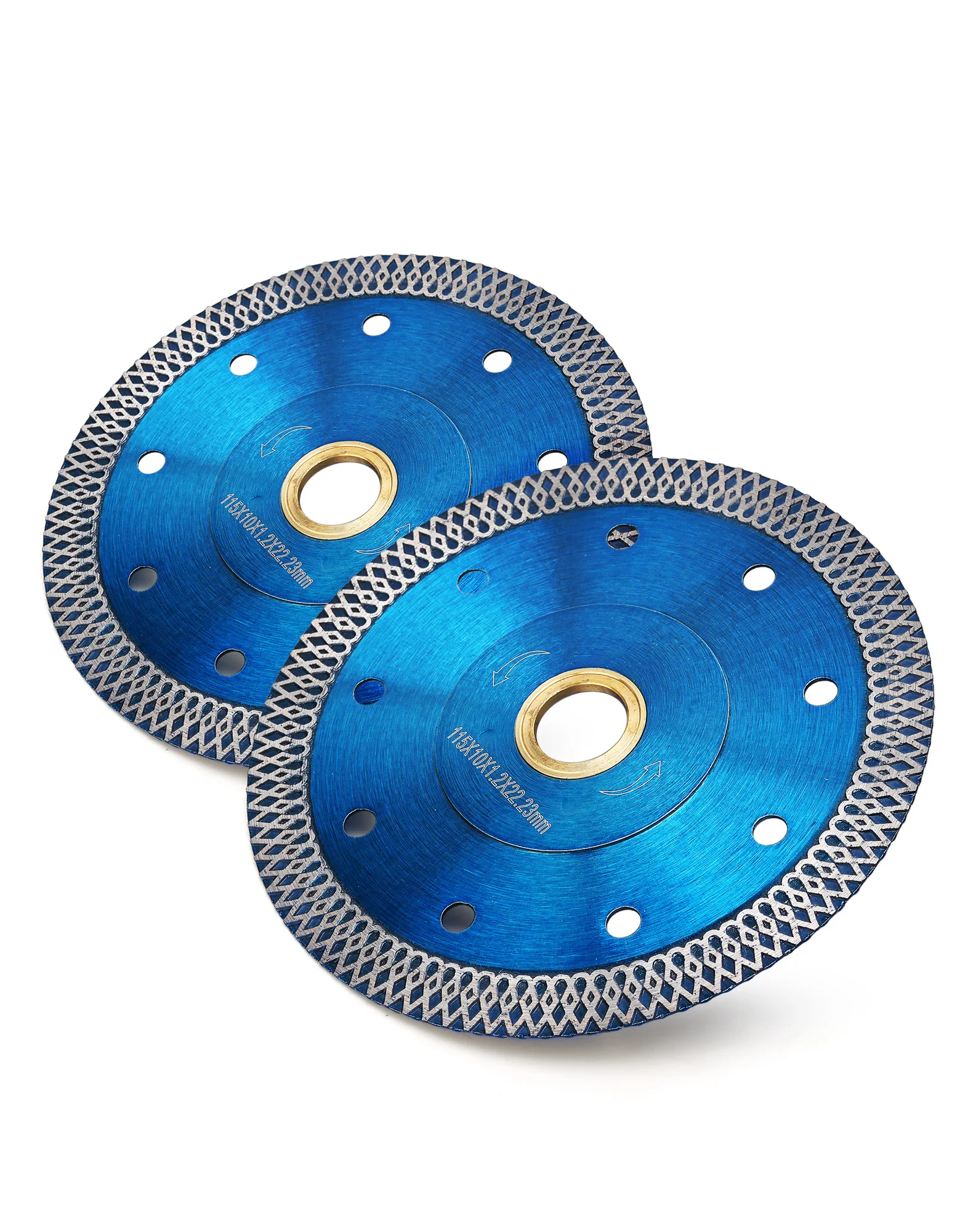 2 peças 4.5 "lâminas de serra de diamante super finas para serra de azulejos, lâmina de telha de borda de malha x para porcelana e telha cerâmica corte molhado/seco