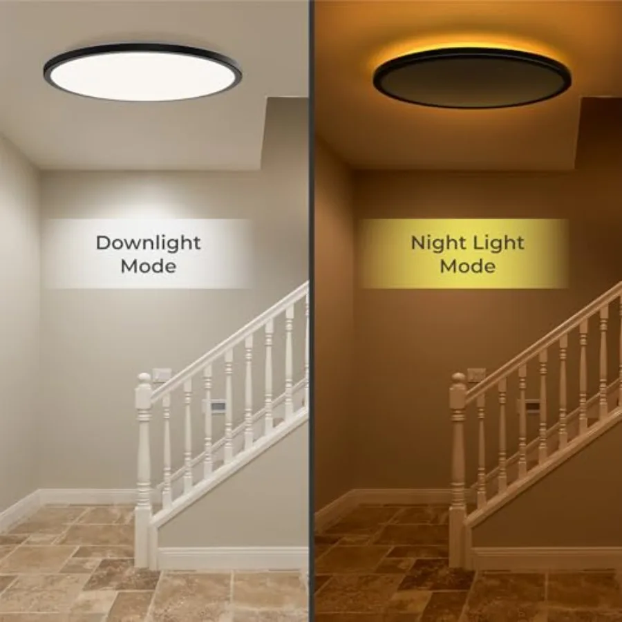 LED Flush Mount Ceilg Light Fixture with Remote, 2000K Warm Nightlight, Dimmable 3000K-6500K Low Profile Ceilg Lights for Bedro