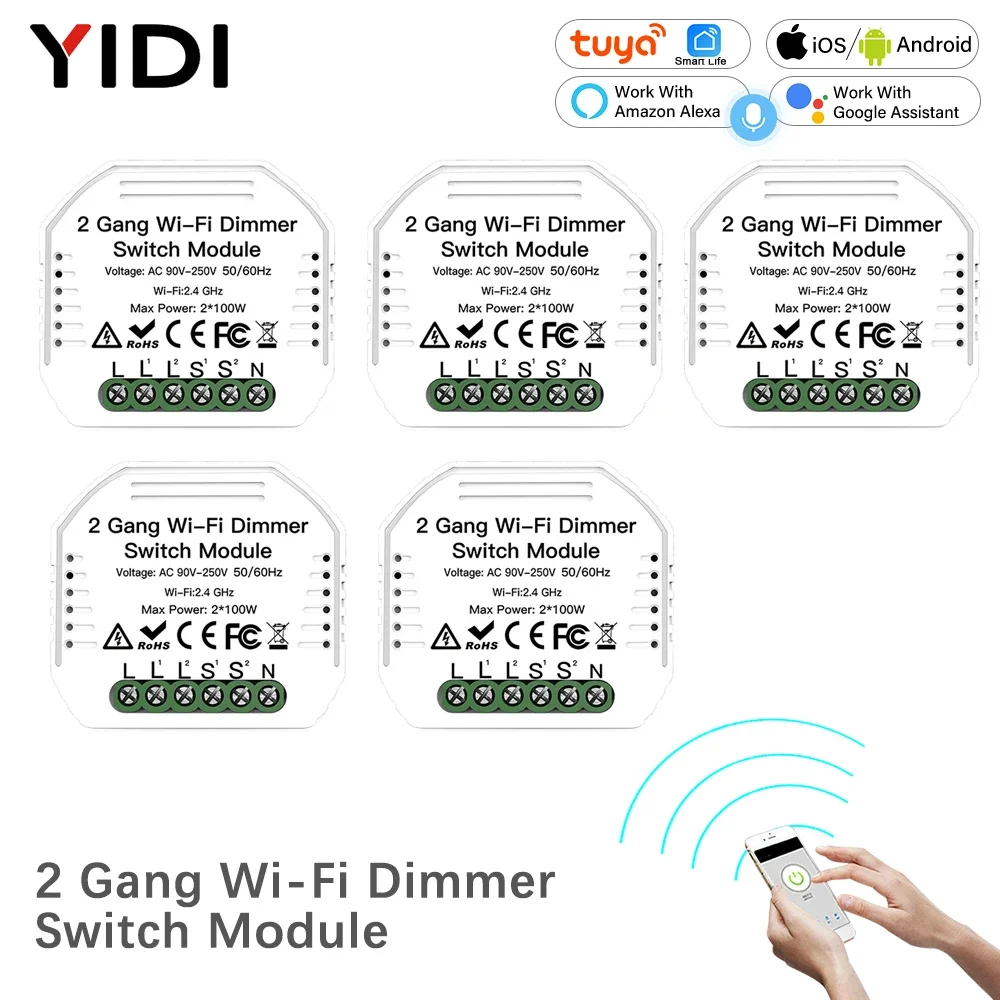 

2 Gang DIY WiFi Smart Light LED Dimmer Switch Breaker Module Smart Life Tuya Remote Control 1/2Way Mini Switch Alexa Google Home