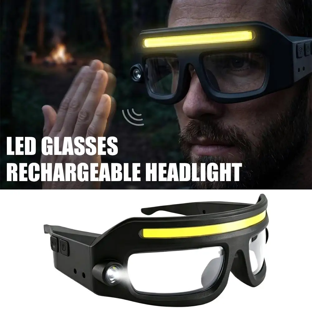 Smart sensor-controlled headlamp for glasses rechargeable and practical suitable for outdoor camping and nighttime activities