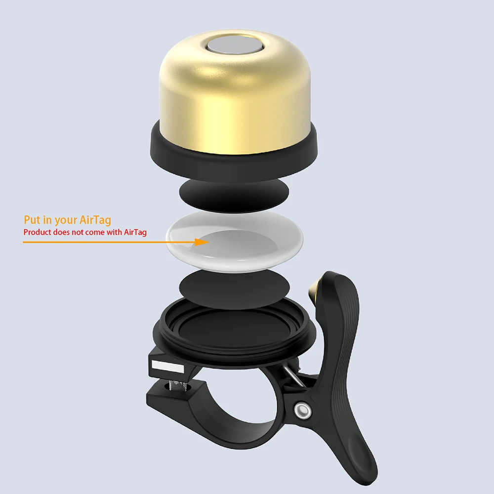 Bicycle Bell For AirTag Bike Mount GPS Tracker Waterproof Brass Holder Hides AirTag Under Bike Bell Anti-Theft Bike Accessories