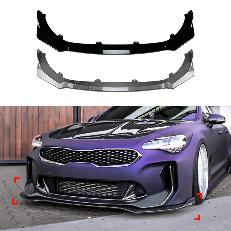 

3Pcs Car Front Lip Bumper Lower Splitter Diffuser Kit Spoiler Guard Deflector Lips Covers Protector For Kia Stinger GT 2018-2023