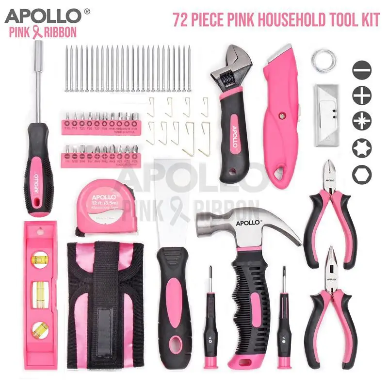 Pink Repair Tool Set Gift 72-piece Set Women\'s Home Decoration DIY Manual Tool Combination