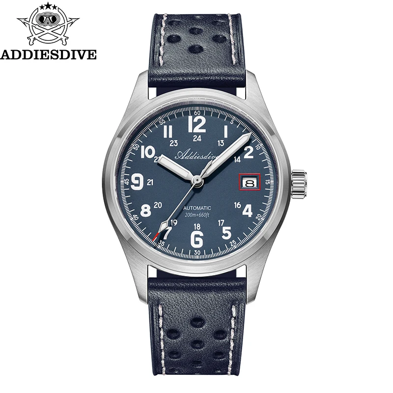 ADDIESDIVE NH35 Automatic Mens Watches Luxury Sapphire Leather Stainless Steel Wristwatch BGW9 Luminous 200m Waterproof Watch