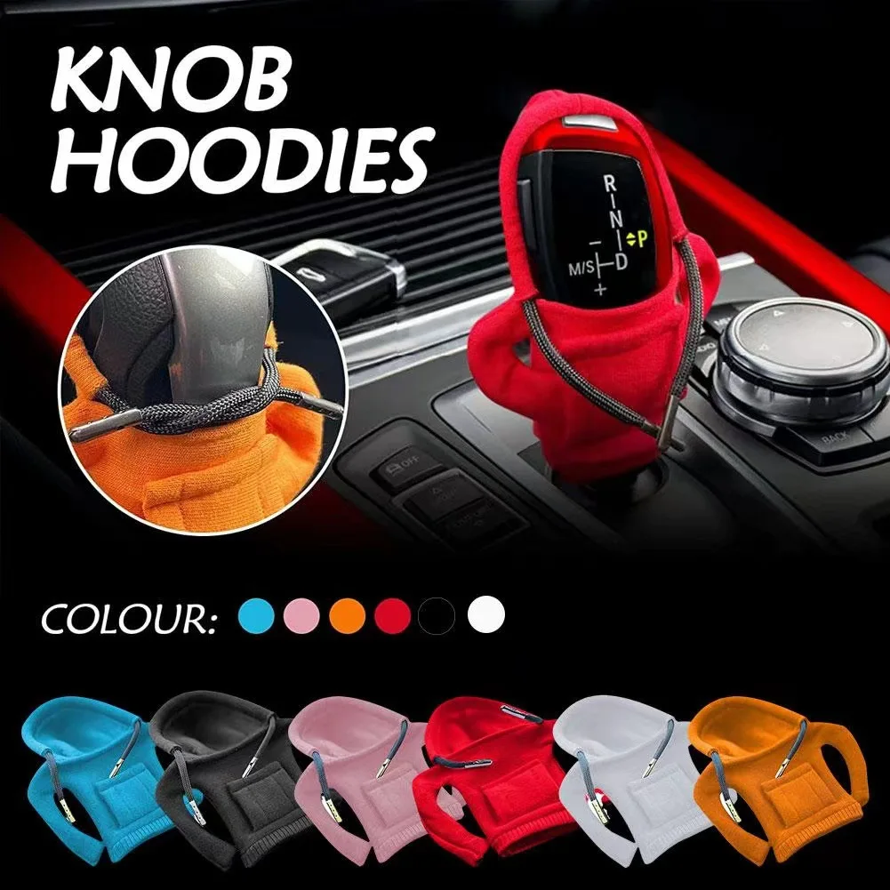 Funny Hoodie Car Gear Shift Cover, Winter Warm Car Shifter Hoodie Cover Sweatshirt, Auto Interior Decoration Novelty Gift