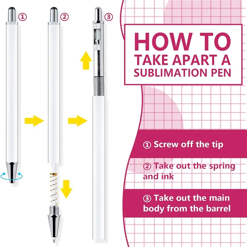 

Sublimation Pen Blank Without Pinch Shrink Packaging, Heat Transfer Sublimation Ballpoint Pen, For DIY Office