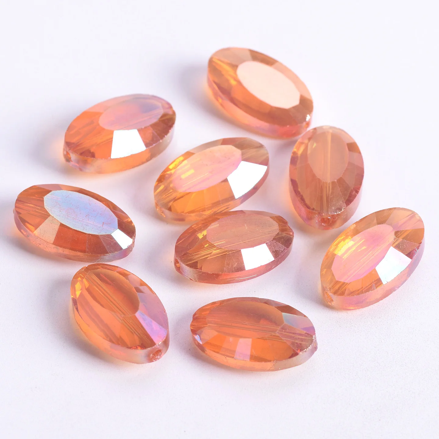

10pcs Orange 22x13mm Oval Faceted Crystal Glass Prism Loose Crafts Beads For Jewelry Making DIY Jewelry