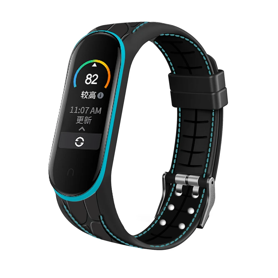 Dubbele lijnriem voor Xiaomi Mi Band 5 4 3 Accessoires Armband Polsbandje Armband voor Miband 5 6 7 Vervanging ademende riem