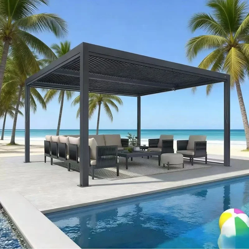 Aluminum Alloy Pergola-Modern Design Balcony & Exterior Use Automatic/Manual Operation Powder Coated