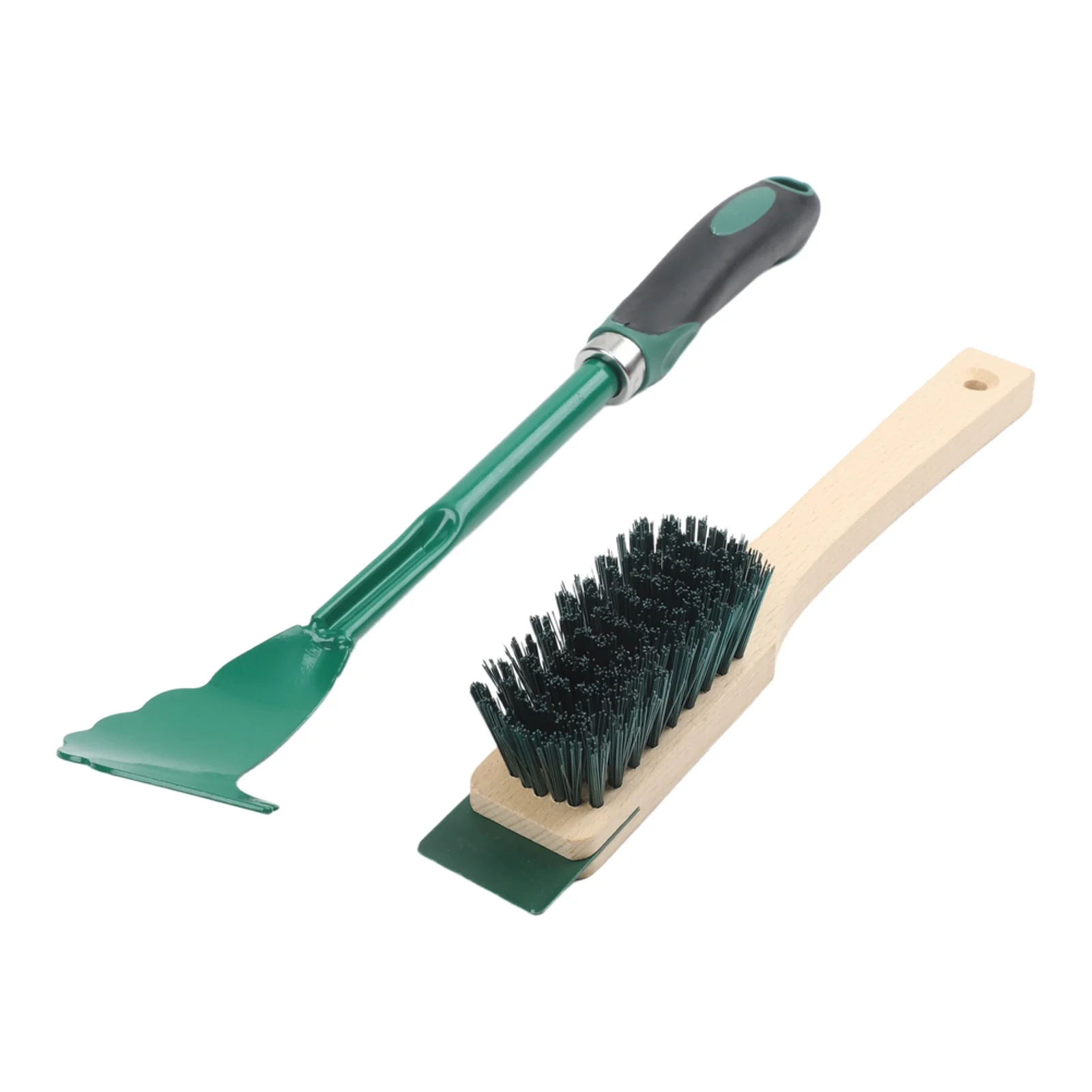 Garden tool cleaning brush and scraper set suitable for lawnmower for blades to remove grass buildup and maintain efficient