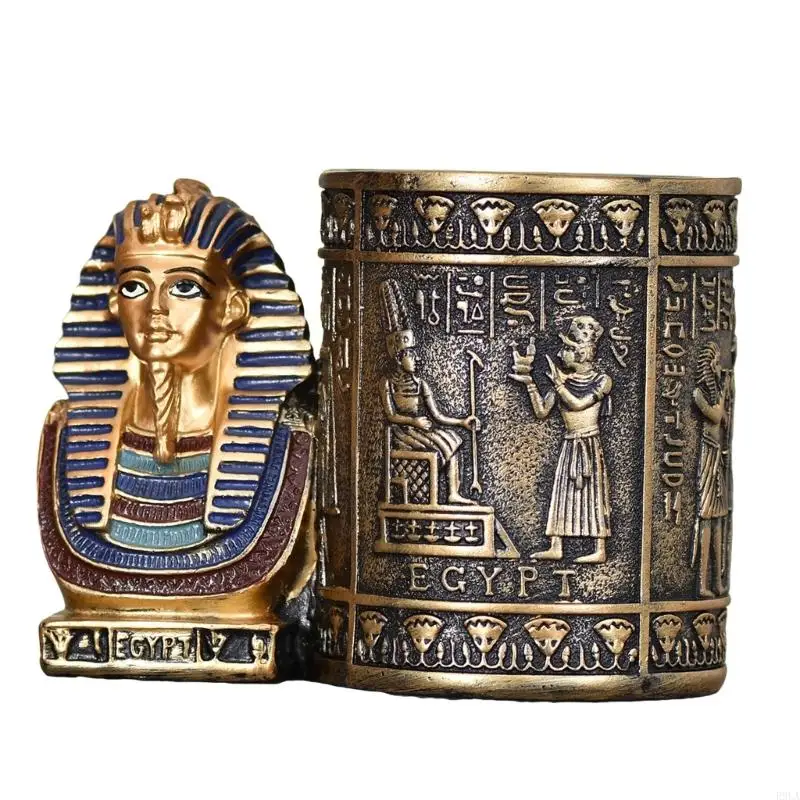 2025 New Egyptian Pharaoh Statue Resins Pen Holder Cup Ancient Desk Organizers For Home Office Decors And Cultural Display Gift