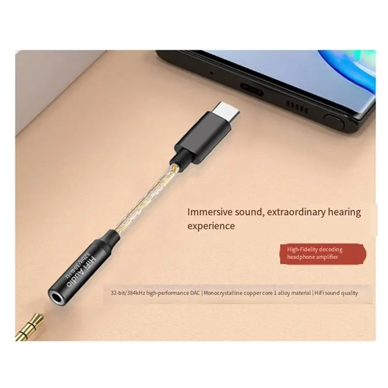 A31T USB-C to 3.5mm Headphone Amplifier CX31993 HiFi Audio Decoding Adapter Type C Converter Cable for Phone PC Silver