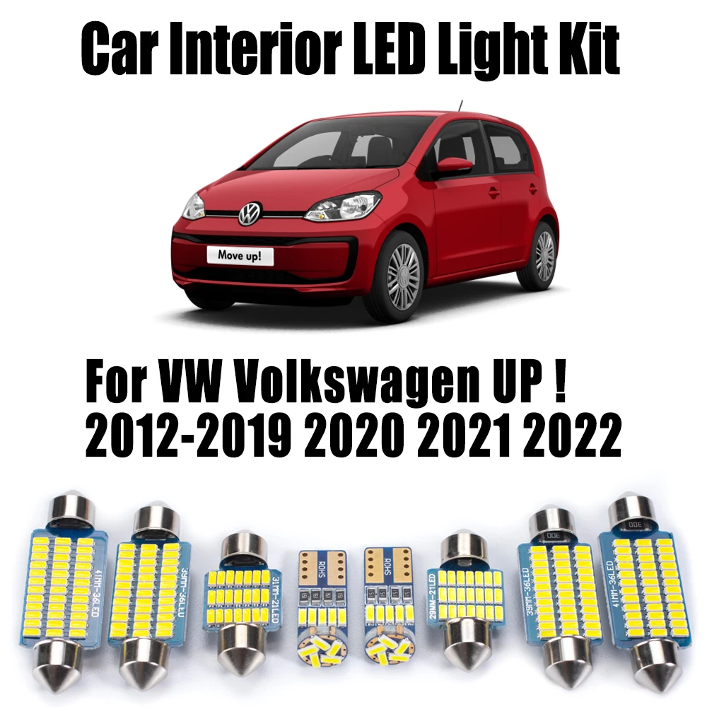 

7 шт. Canbus светодиодный комплект внутреннего купольного освещения для VW Volkswagen UP! 2012-2019 2020 2021 2022 Лампы для чтения в багажнике Автомобильные аксессуары