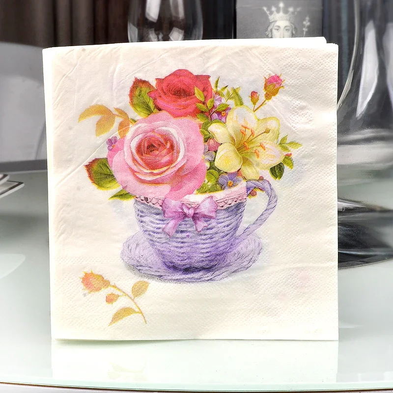 Wholesale Colorful Napkins Printed Paper Towels Wedding Napkins Paper Placemats Party Paper 20pcs/pac 2-ply 33*33cm Wood Pulp