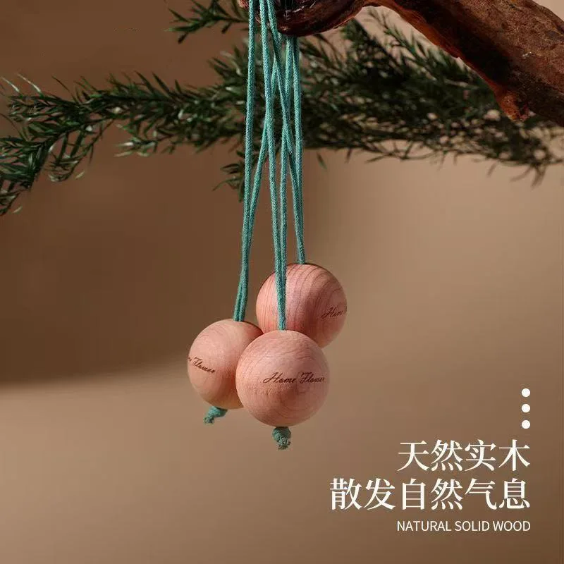 Natural Cedar Wood Diffuser Balls Car & Home Aroma Beads Insect-Proof Moisture Repellent Wooden Ornaments Accessories