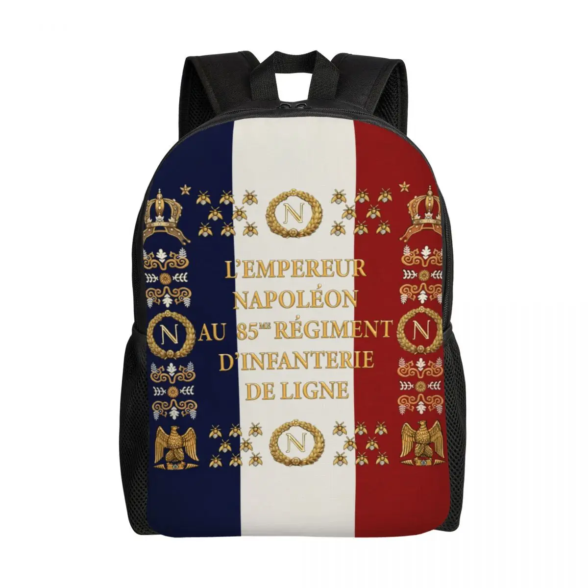 Custom Napoleonic French 85th Regimental Flag Backpack School College Students Bookbag Fits 15 Inch Laptop France De Lis Bags