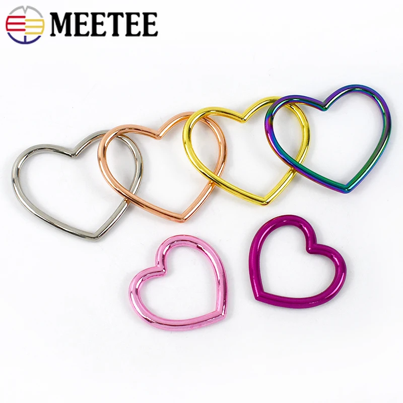 5Pcs Heart Metal Buckles for Bag Strap O Ring Hooks Webbing Belt Clasp Dog Collar Connector Hanger Loop DIY Hardware Accessories