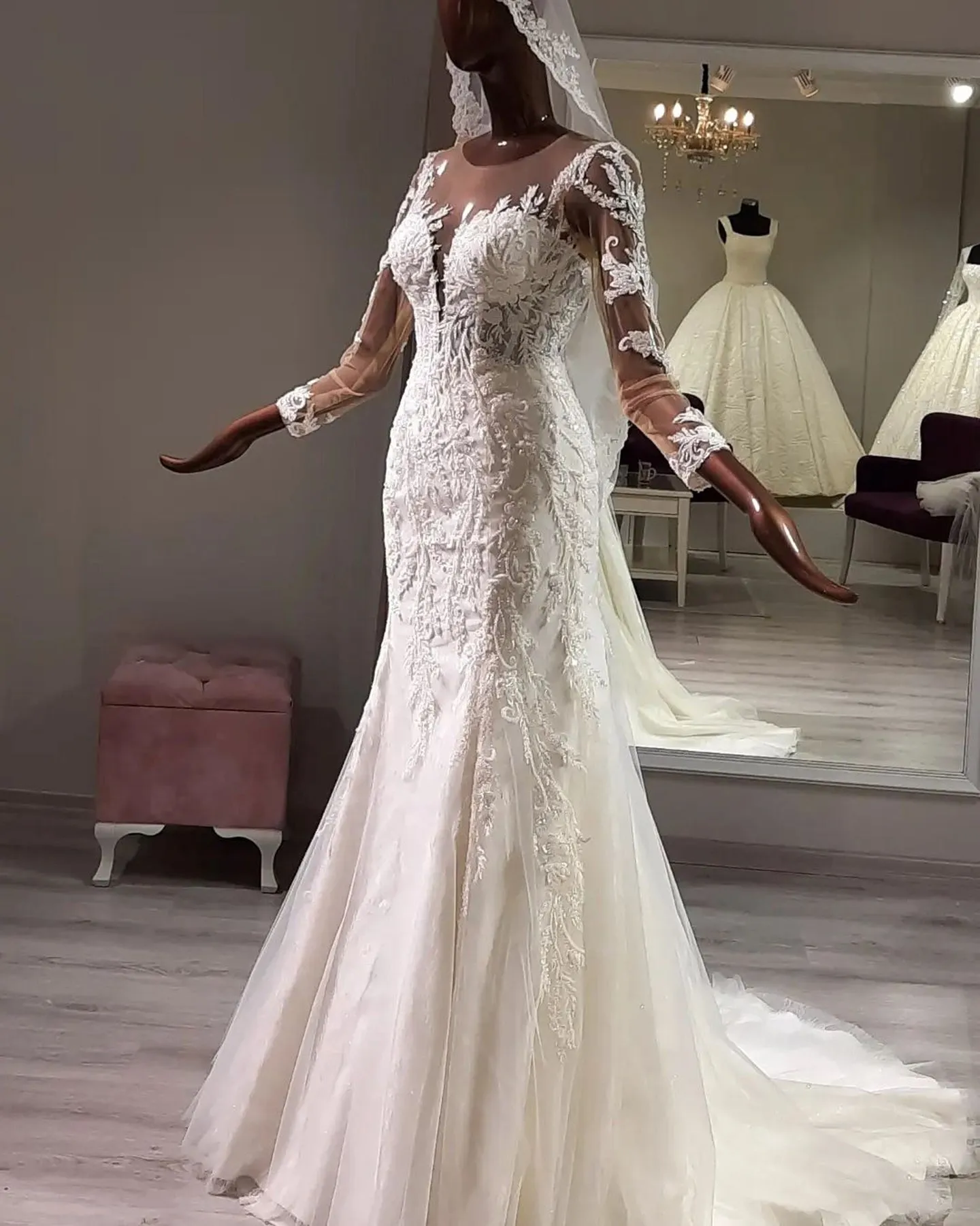 Helen – robe de mariée sirène, col en V profond, manches en dentelle, style Boho, mode bohème, Haute