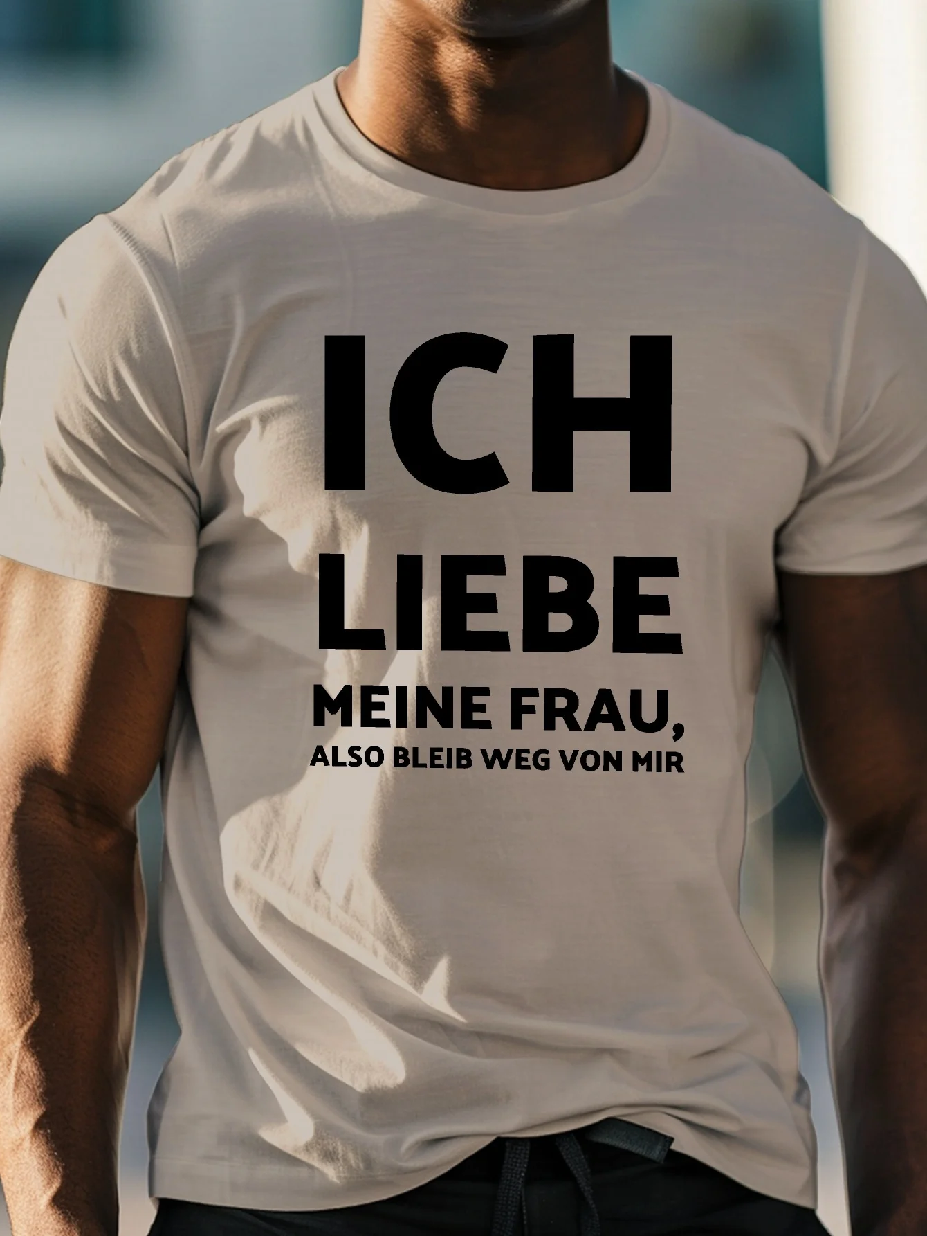 FRAU I Love My Wife Print, Men'S Round Crew Neck Short Sleeve Tee, Casual T-Shirtcasual Comfy Lightweight Top for Summer