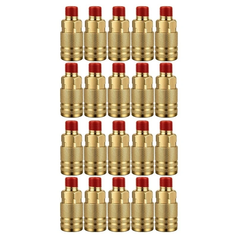 ABYN-Quick-Connect 1/4 NPT Hose 20 Pcs, Brass Female External Thread Connector For Air Compressor Inflation Hose