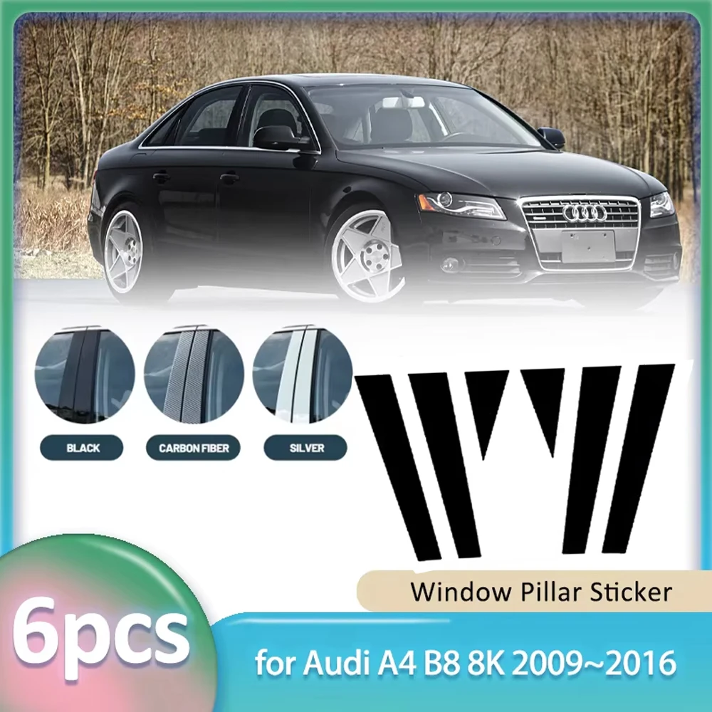 

Window Trim Sticker for Audi A4 B8 8K 2009~2016 2010 2011 2012 Car PC Material B C Pillar Post Cover Door Decal Part Accessories