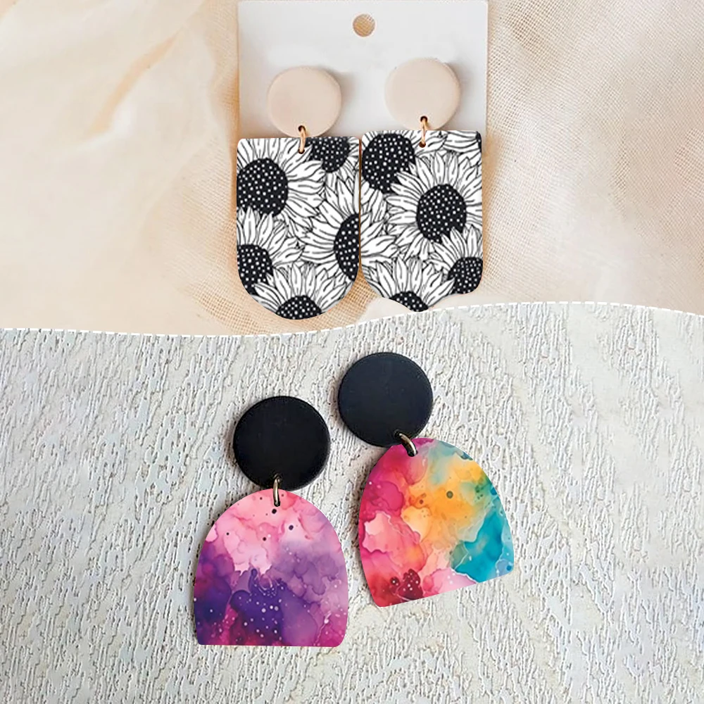 Vintage Flower Plant Painted Pattern Polymer Clay Watercolor Transfer Paper Pottery Earrings Jewelry Soluble Disposable Sticker