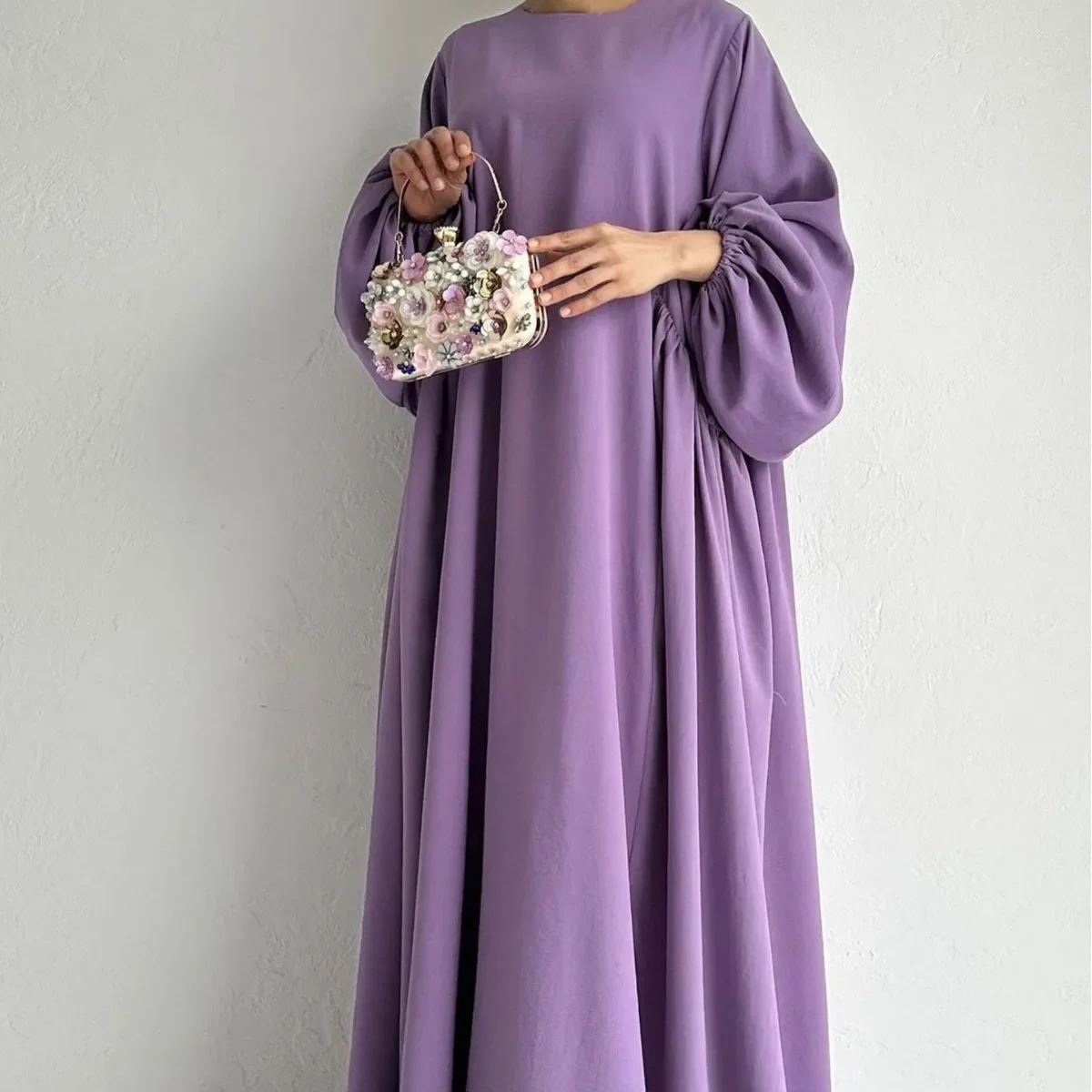 Ramadan New Dubai Solid Simple Clothing Robes Muslim Dress Womens Abayas Fashion Kaftan