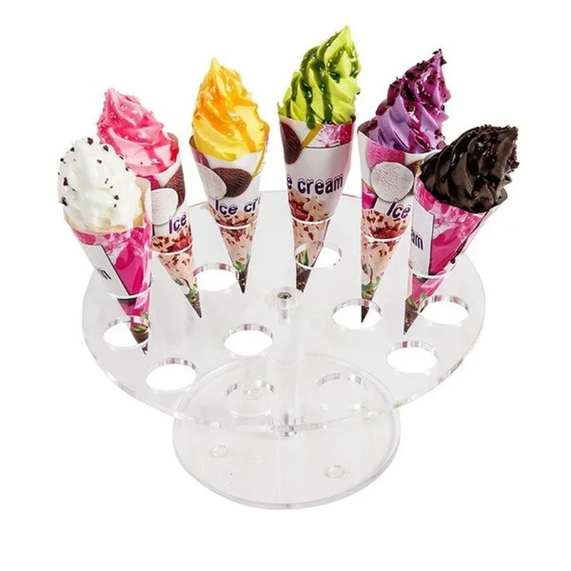 16 Holes Acrylic Transparent Ice Cream Stand Cake Cone Stand Holder Wedding Buffet Food Display Stand  Baking Kitchen Tools