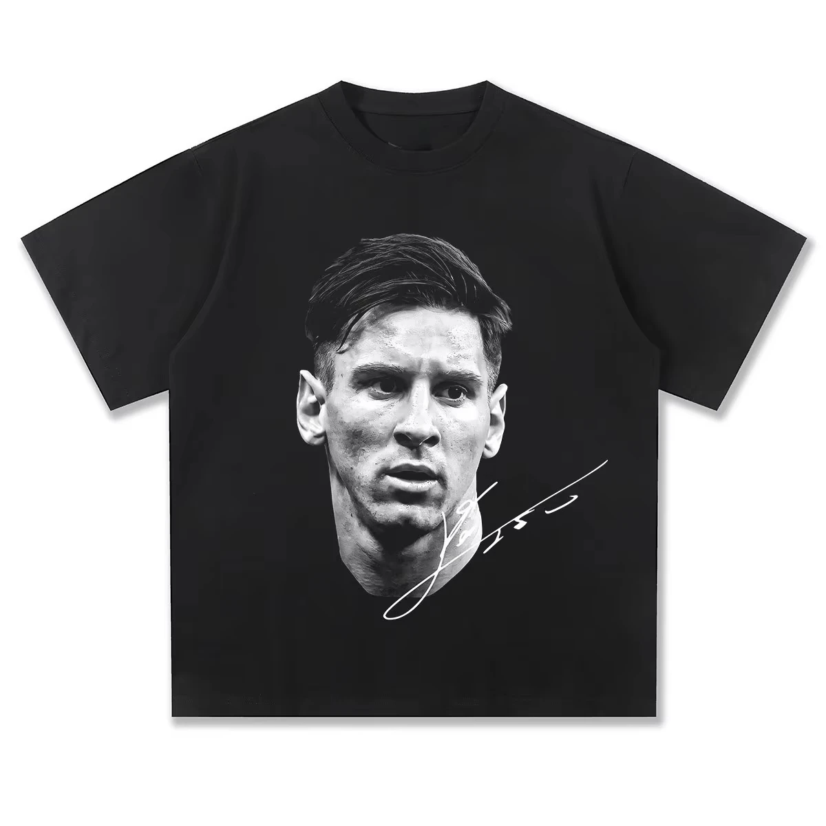 تي شيرت صيفي Leo Messi Football Retro Print رياضي كاجوال برقبة دائرية وأكمام قصيرة للرجال من القطن الخالص يسمح بمرور الهواء