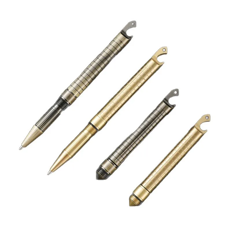 4 Styles Brass Pen Bottle Opener Detachable Keychain Pendant Portable Travel Pocket Pen Signature  Pen Ballpoint Pen Gadget