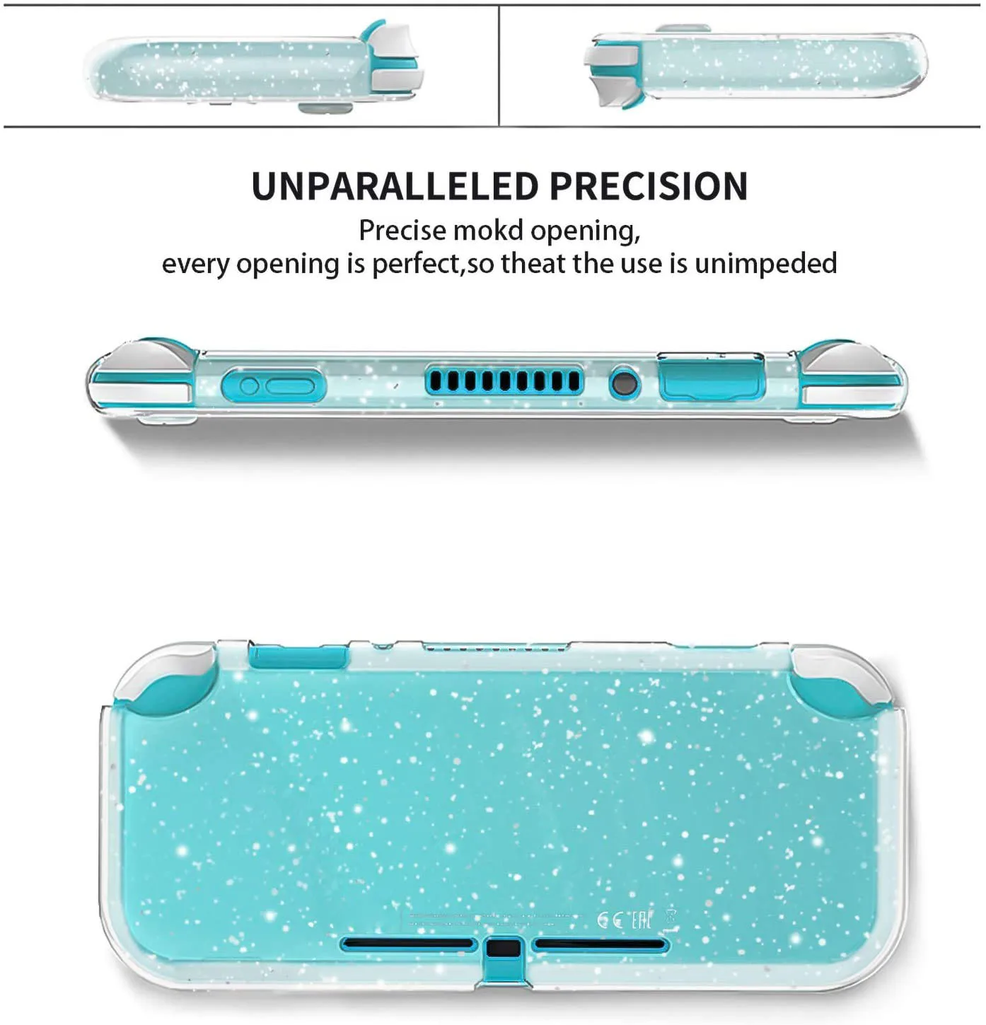 Clear TPU Soft Glitter Case Protective Cover Bling Shell For Nintendo Switch Lite Game Console Transparent Back Shiny Protector