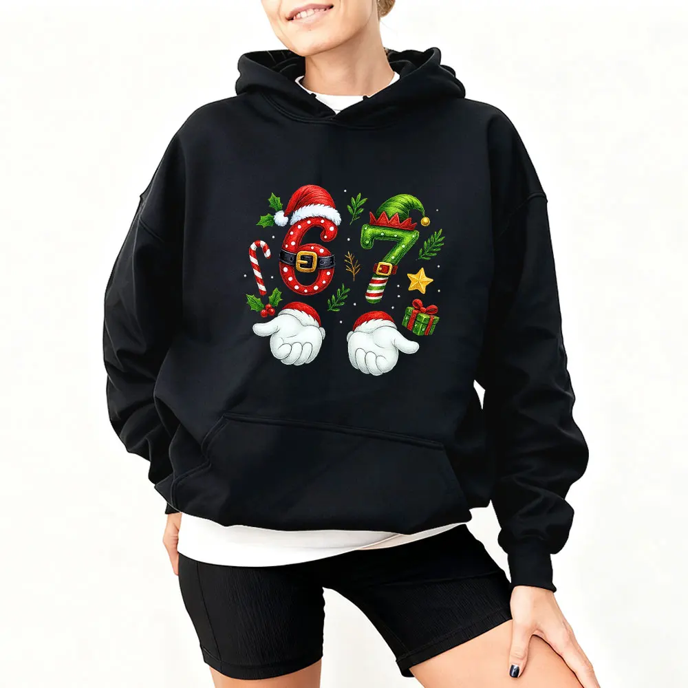 Six Seven Christmas Sweatshirts Viral 6 7 Meme Hoodie Funny Xmas Graphic Hoodies Social Media Holiday Santa Says Six Seven Tops