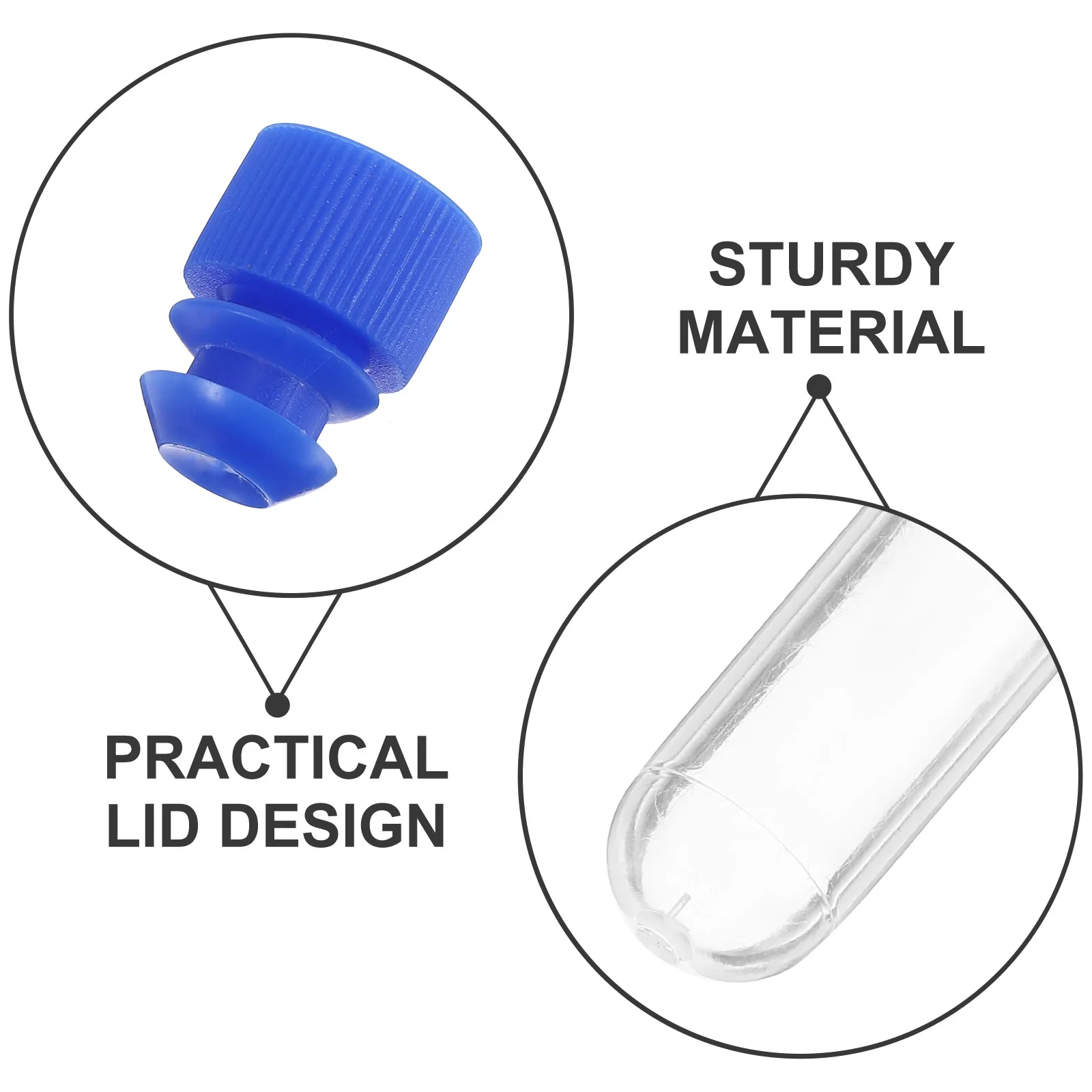 100 Pcs Sampling Tube Plastic Sample Test Tubes Storage with Caps Clear Replacements Empty