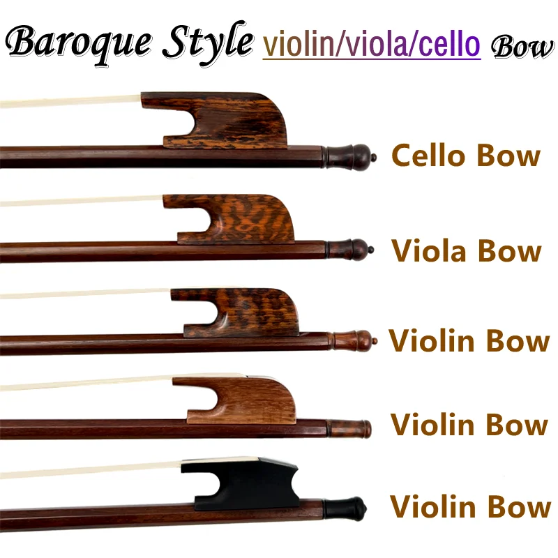 

Top quality Baroque Style blackwood snakewood 4/4 violin viola cello bow Fiddle Bow,Siberian horsetail horsehair,violin parts