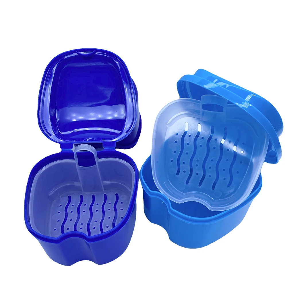 Denture Care Bath Box False Teeth Cleaning Case With Hanging Net Plastic Artificial Tooth Organizer Retainer Mouth Guard Case