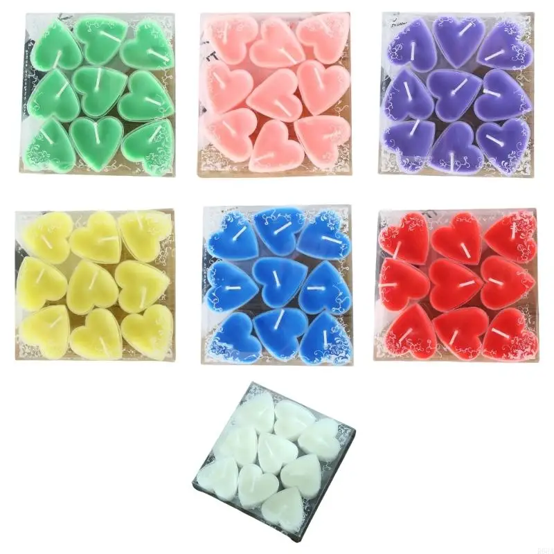 R66a 9pcs شكل قلب شكل عيد الميلاد وقت الحرق الطويل الوقت بشكل مثالي لحفلات العطلات والزينة الدافئة