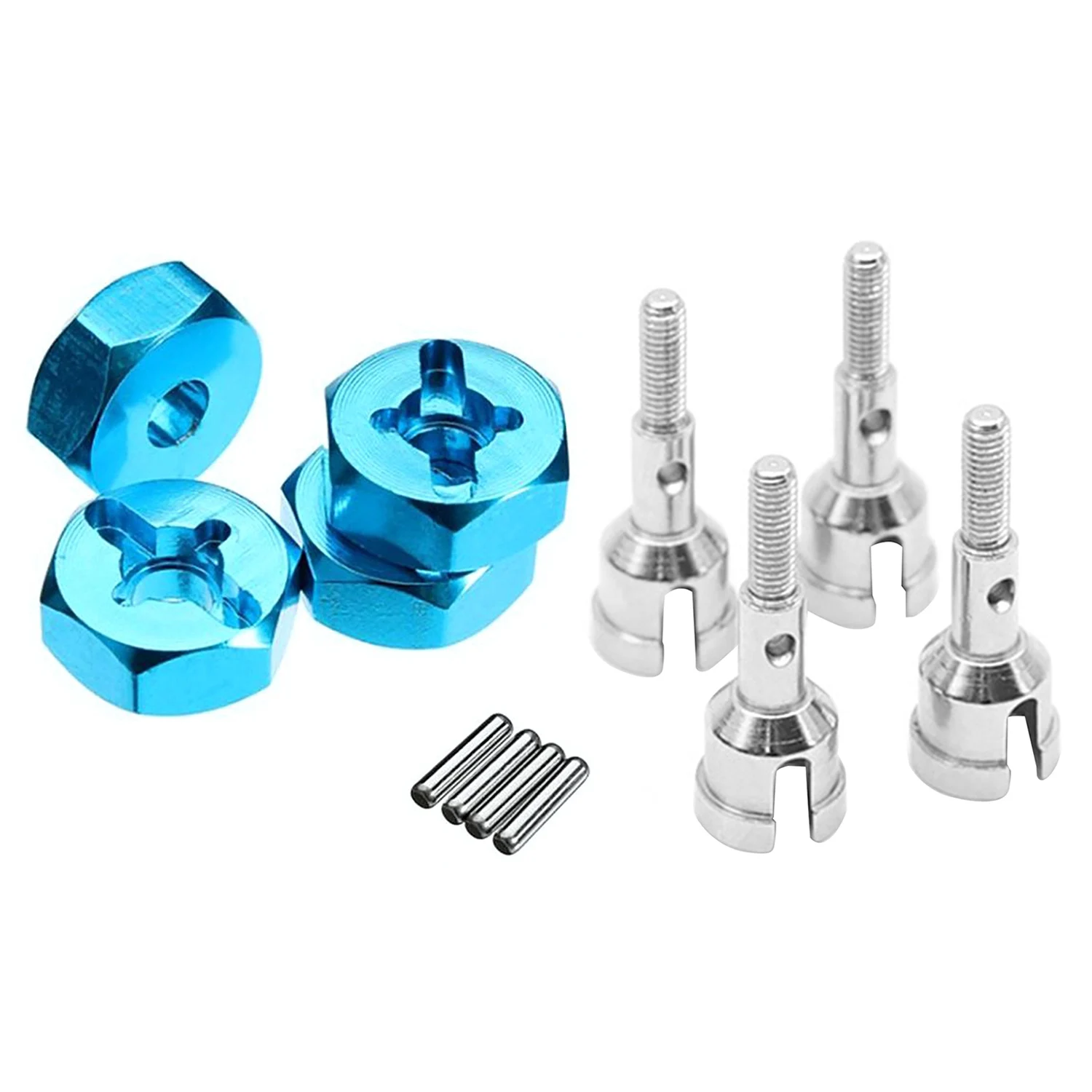 B49B-4Pcs Hexagonal Combiner Wheel Rim Hex 7Mm For 1/18 Wltoys A949 & 4Pcs Wheel Axles 1/18 RC For Wltoys A949