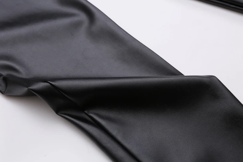 Herren-Lederhose, schmale Passform, elastisch, modisch, PU-Leder, Bikerhose, Nachtclub, Party- und Tanzhose, dünn – Detail 7