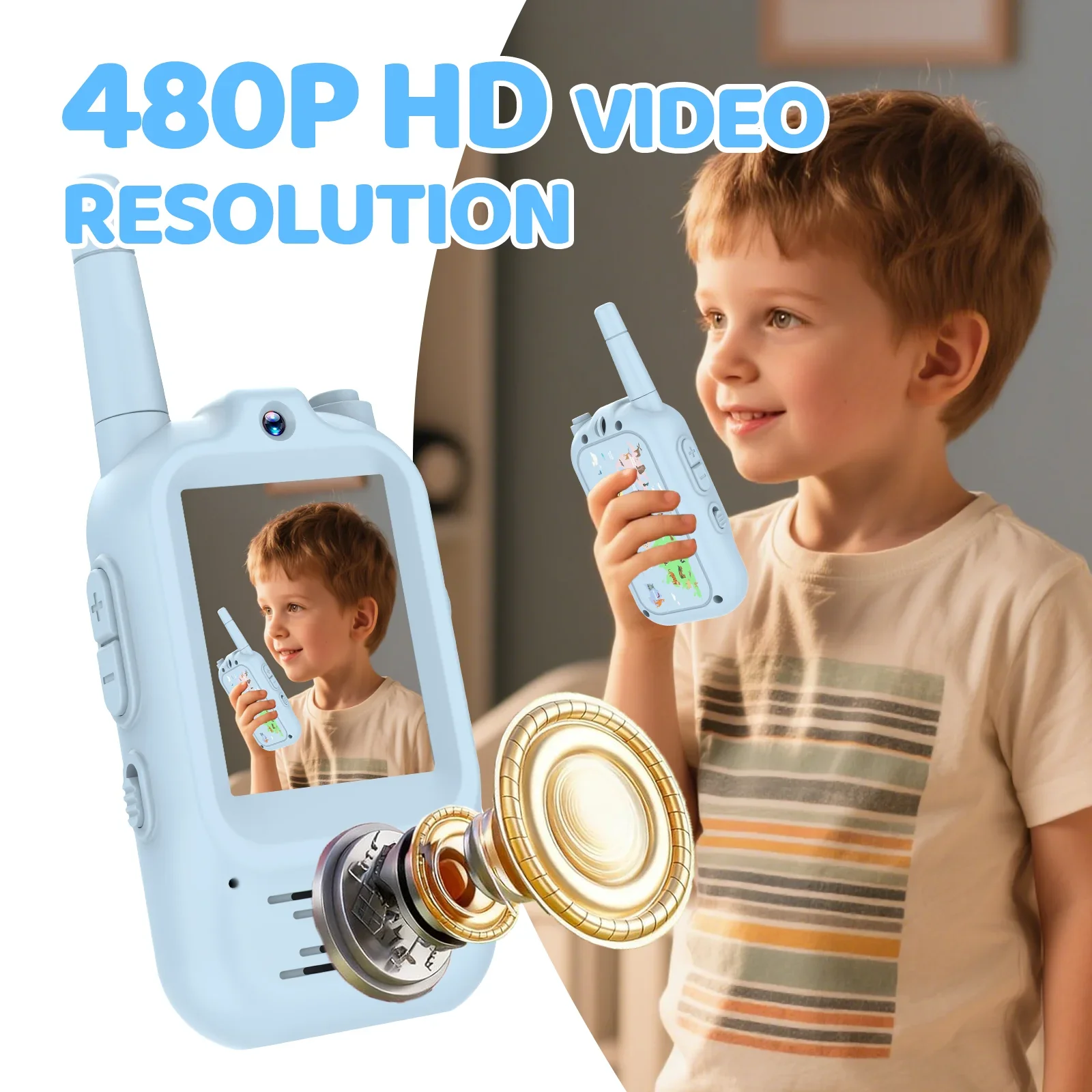 walkie talkie niño recargable Walkie-talkie con vídeo para niños, 2 unidades, con pantalla HD, recargable con un solo clic, ideal para acampar en interiores, viajes, regalos de cumpleaños para niños walqui talkie niños
