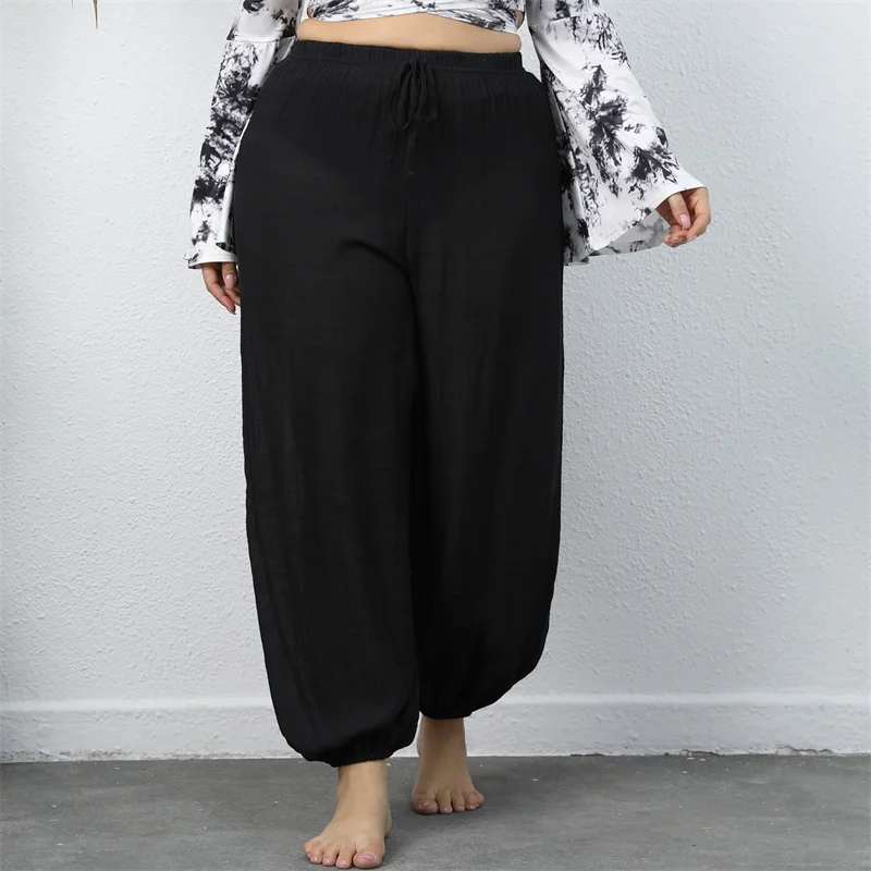 سروال فانوس للتخسيس من Street Sle للنساء مقاس كبير، كاجوال مريح، مكون من تسع قطع، بنطلون خصر